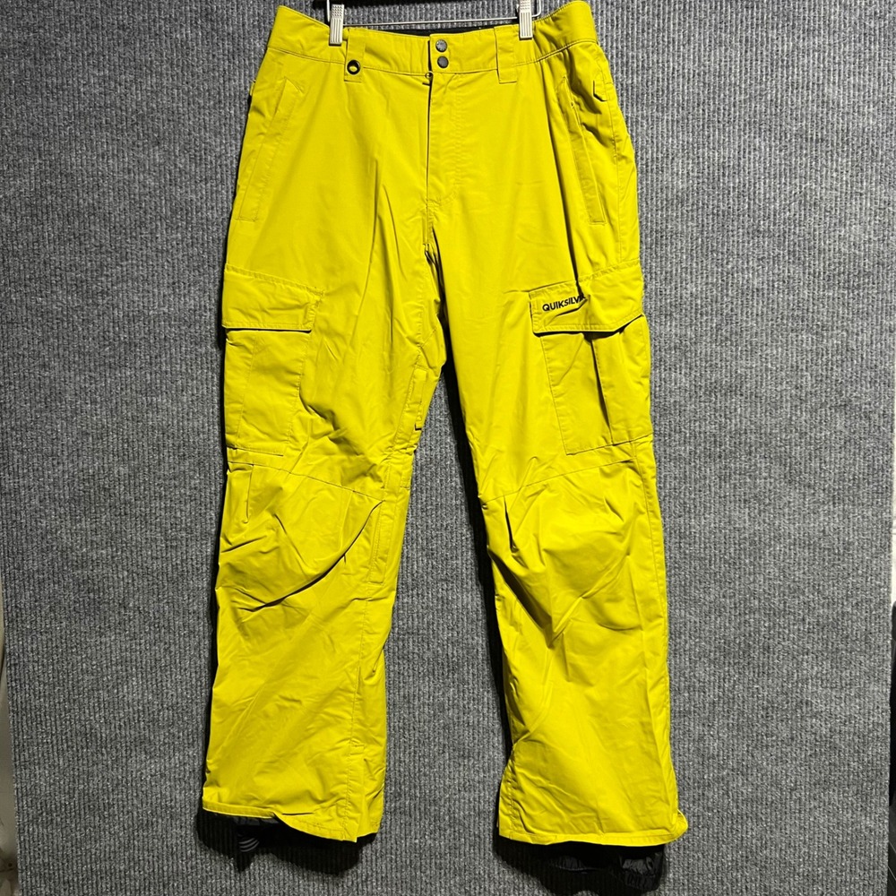 Quiksilver Snow Pants Mens M Yellow Dry Flight 10K Waterproof Cargo Ski Pants